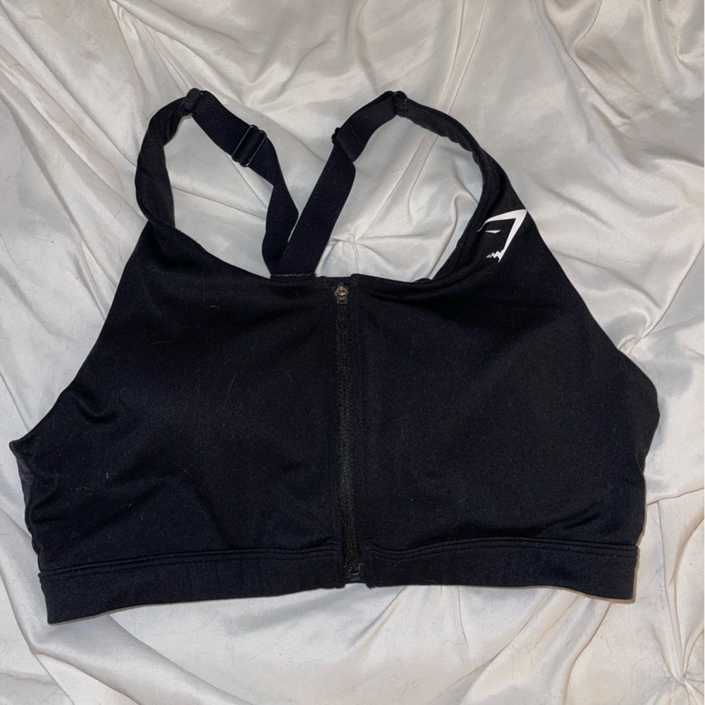 Gymshark Black Sports Bra with Zipper